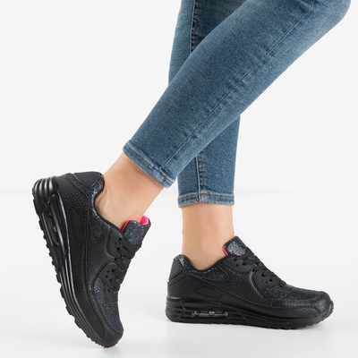 Czarne modne sportowe buty damskie z brokatem Rosella - Obuwie