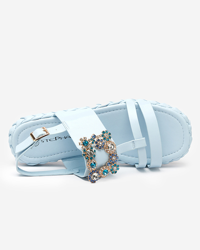 OUTLET Sandale de damă albastre cu cataramă decorativă Govy-Footwear