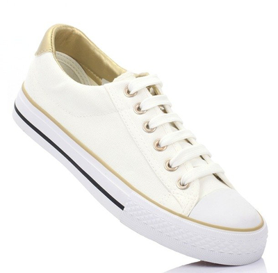 Białe trampki z tkaniny - Obuwie