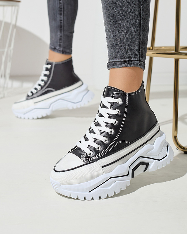 OUTLET Pantofi sport cu platformă izolată neagră pentru femei a'la adidași Retiha - Încălțăminte