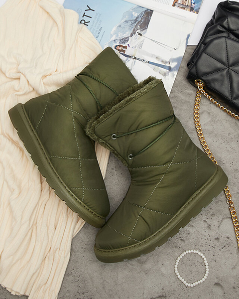 Pantofi de damă verde închis a'la cizme de zăpadă Amirfu- Footwear