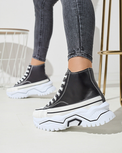 OUTLET Pantofi sport cu platformă izolată neagră pentru femei a'la adidași Retiha - Încălțăminte