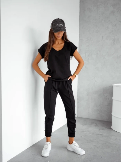 Set casual din bumbac pentru femei Royalfashion cu mâneci scurte