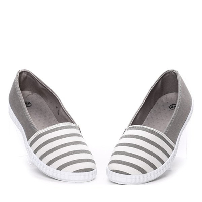 Biało szare slip on w paseczki- Obuwie