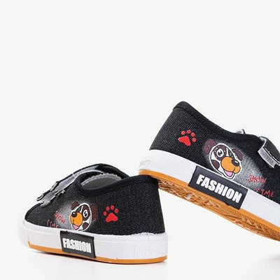 OUTLET Adidași negri din velcro pentru copii Jeff - Încălțăminte