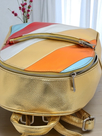 Royalfashion Rucsac de damă din piele ecologică cu dungi metalice
