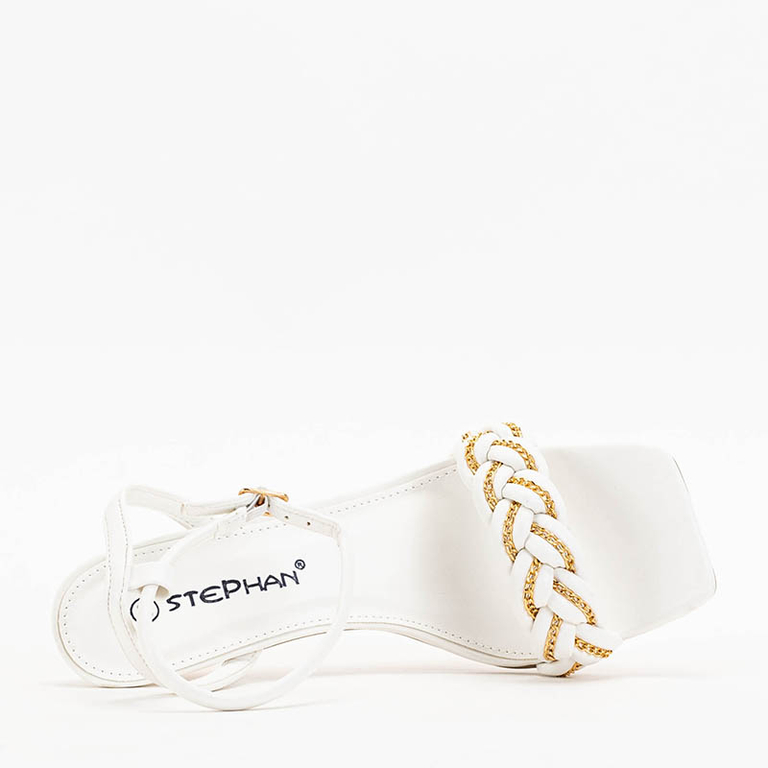 Sandale albe de damă pe un ac Tenedi - Încălțăminte