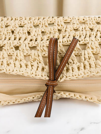 Royalfashion Geantă de damă mare din paie natural clasic
