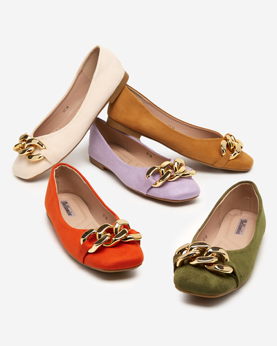 Balerini de dama bej cu ornament Caviene - Incaltaminte