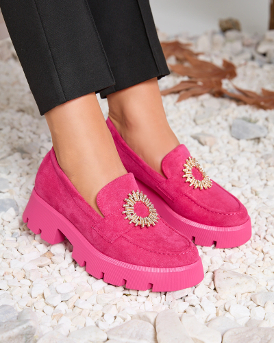 Royalfashion Mocasini de damă din piele ecologică de căprioară Fuchsia Likoki