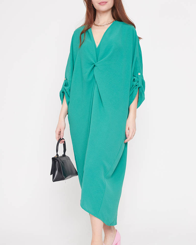 Rochie oversize dama verde cu volane - Imbracaminte