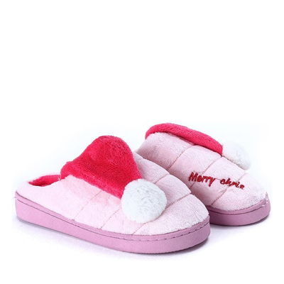 Jasnoróżowe kapcie z pomponikiem Santa- Obuwie