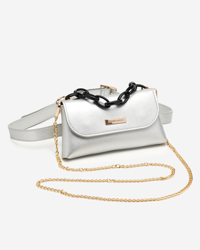 Geantă mică pentru rinichi argintiu cu relief - Accesorii