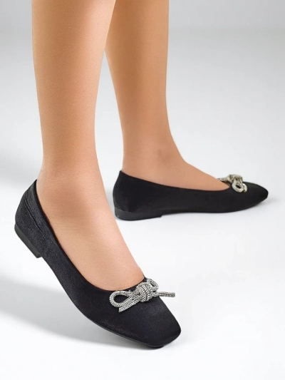 Royalfashion Ballerine pentru femei cu fundiță și strălucire Ofenal