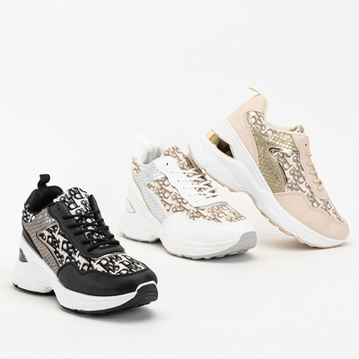 Tenisi negri de damă cu imprimeu și pană Suwill ascunsă - Încălțăminte