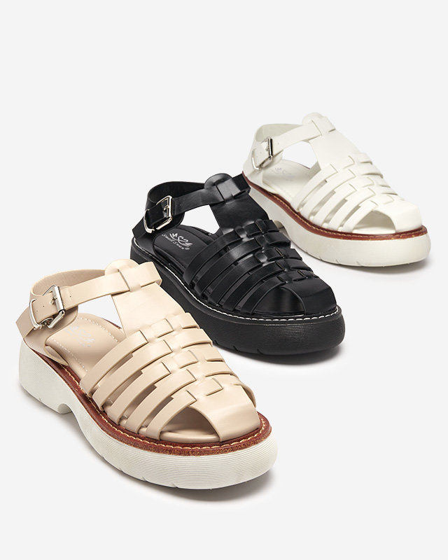 OUTLET Sandale negre de dama pe talpa masiva Leteris - Incaltaminte