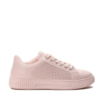 Różowe tenisówki z ażurowe zdobieniem Kailee- Obuwie