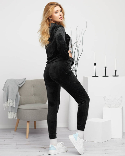 Set trening dama negru cu imprimeu - Imbracaminte