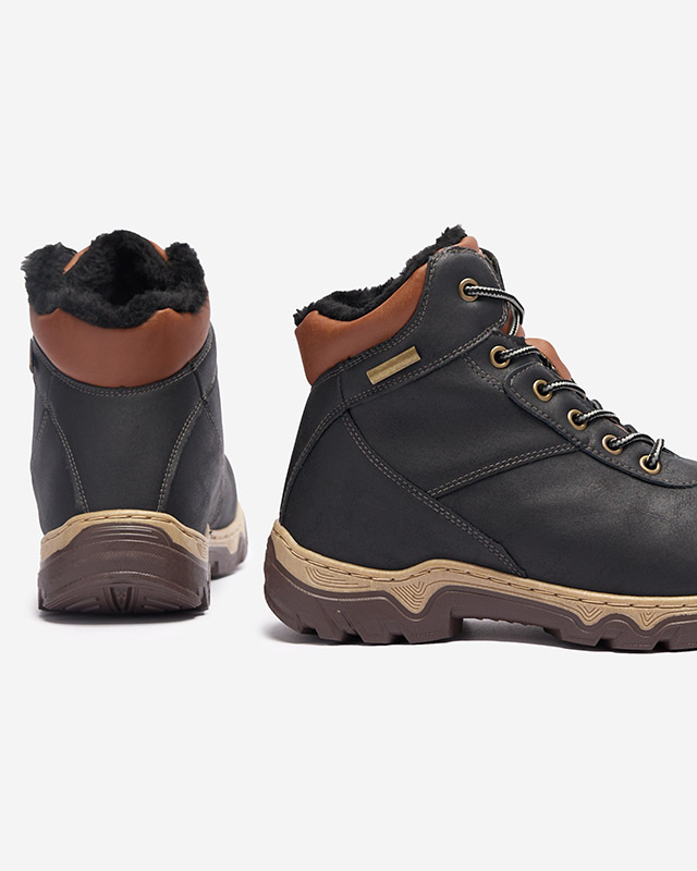 Ghete de drumeție de damă negre legate cu blană Poritsu - Încălțăminte