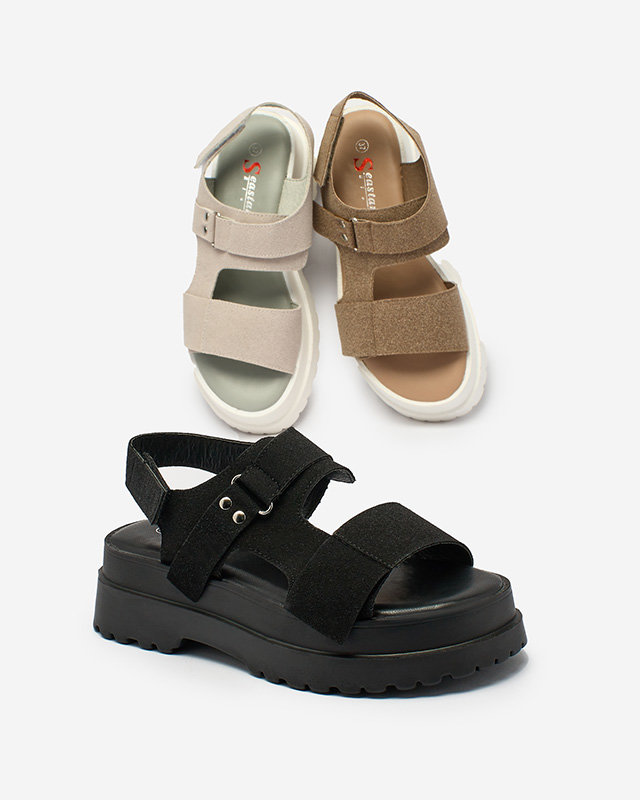 Royalfashion Sandale de damă maro închis cu talpă solidă Rederis