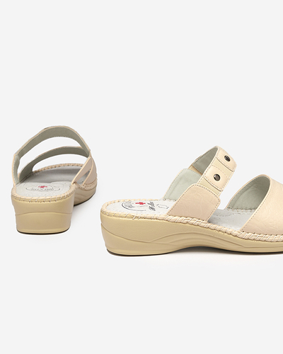 OUTLET Papuci dama bej din piele ecologica Skins - Incaltaminte