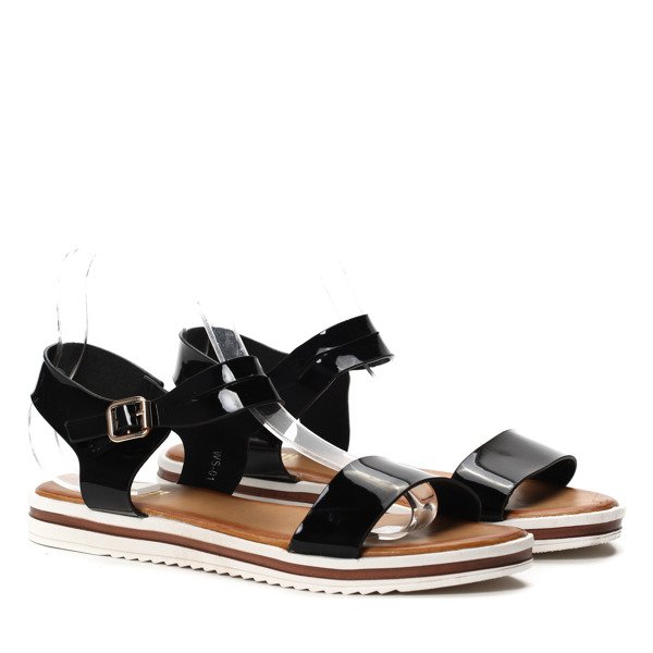 Sandale negre pe talpă groasă de la Potenza - Încălțăminte