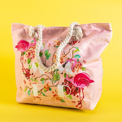 Geantă de plajă multicoloră cu flamingo - Genți de mână