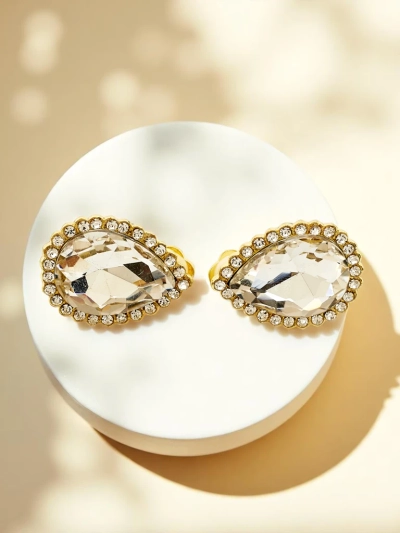 Royalfashion Cercei cu clips pentru femei, cu cristal și zirconiu cubic