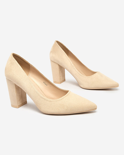 Royalfashion Pantofi de damă cu postă din piele ecologică de căprioară Duttoso