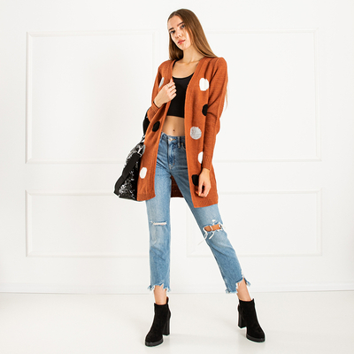 Cardigan dama legat maro cu ace colorate - Îmbrăcăminte