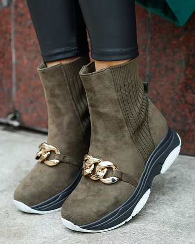 Cizme eco-suede izolate verzi de damă Cuzitta- Footwear