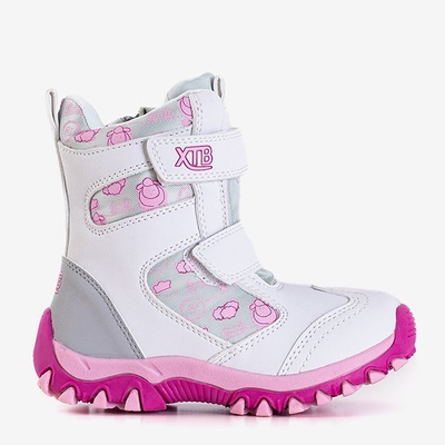 Cizme albe de zăpadă pentru copii cu imprimeuri Balbina - Încălțăminte