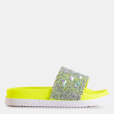 Papuci cu platformă verde pentru femei, cu zirconiu cubic Sailor - încălțăminte