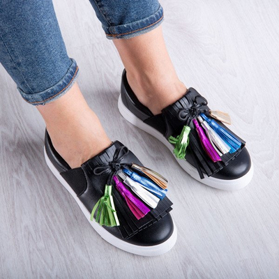 OUTLET Tenisi sport negri cu franjuri Osederra - Incaltaminte