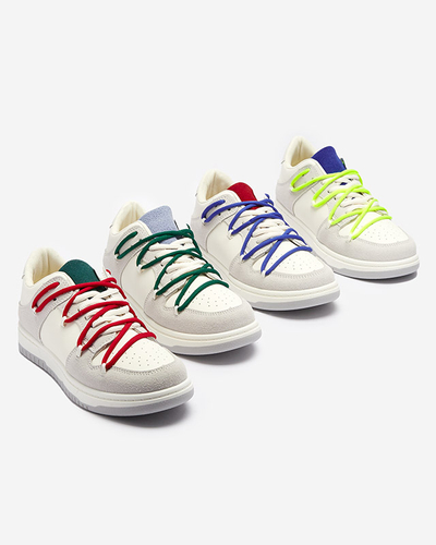 Adidași sport de damă albi și gri, cu șireturi roșii Olierinc - Încălțăminte
