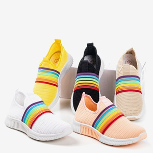 Białe sportowe buty damskie typu slip - on Rainbow - Obuwie