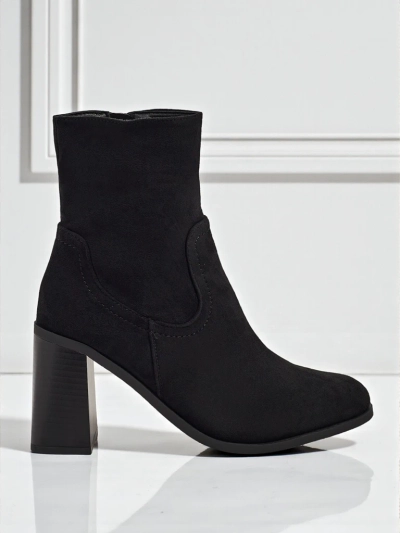 Botine de damă Rune Fast din piele ecologică întoarsă cu toc gros