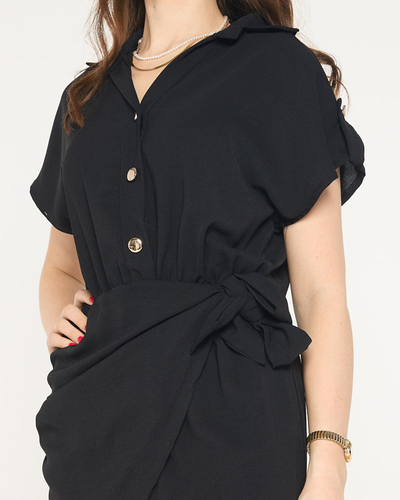Rochie mini neagra de dama cu cravata - Imbracaminte