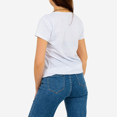 Tricou cu imprimeu alb pentru damă - Îmbrăcăminte