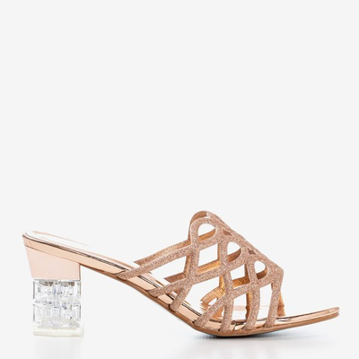 Sandale din aur roz pe stâlpul Cenusaresei transparent mai înalt - Încălțăminte