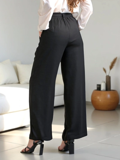 Royalfashion Pantaloni largi pentru femei cu o curea