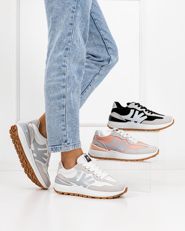 Tenisori de damă negri cu inserții gri Narisa - Încălțăminte