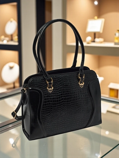 Poșetă de damă shopper din piele ecologică cu imprimeu Iron Lace