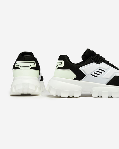 Royalfashion Adidași sport din material textil alb și negru pentru bărbați Lamkim