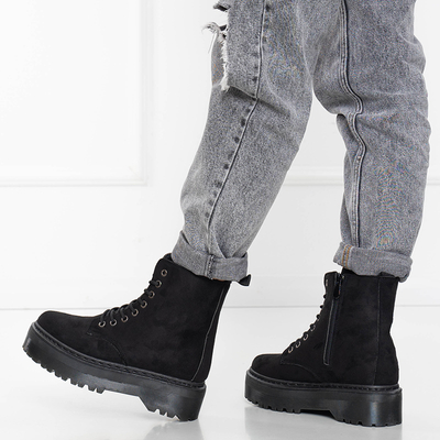 Cizme negre de dama din piele intoarsa ecologica Tegera - Incaltaminte