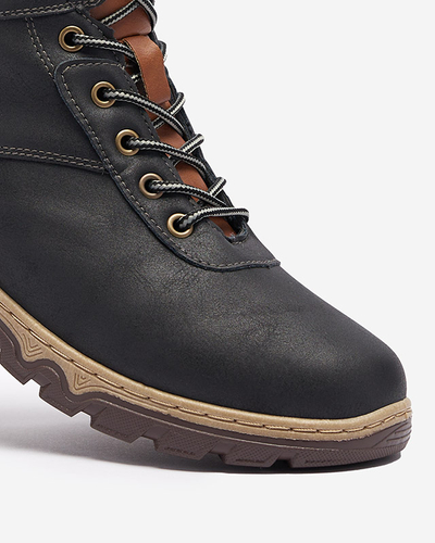 Ghete de drumeție de damă negre legate cu blană Poritsu - Încălțăminte