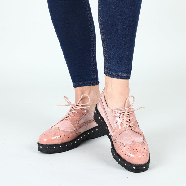 Różowe oxfordy z ćwiekami Halsey - Obuwie