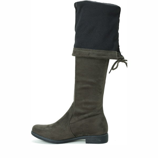 Ciemnozielone, długie kozaki Alisha- Obuwie
