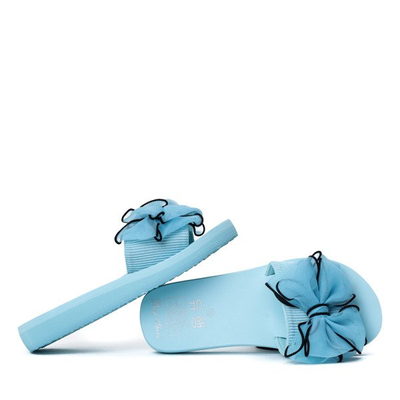 Niebieskie klapki z kokardką Assemini - Obuwie