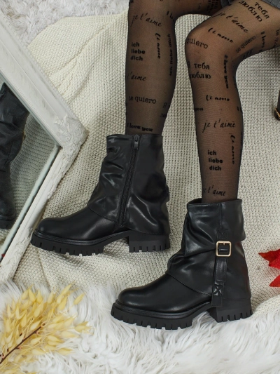 Botine dama înalte din piele ecologică Lunara